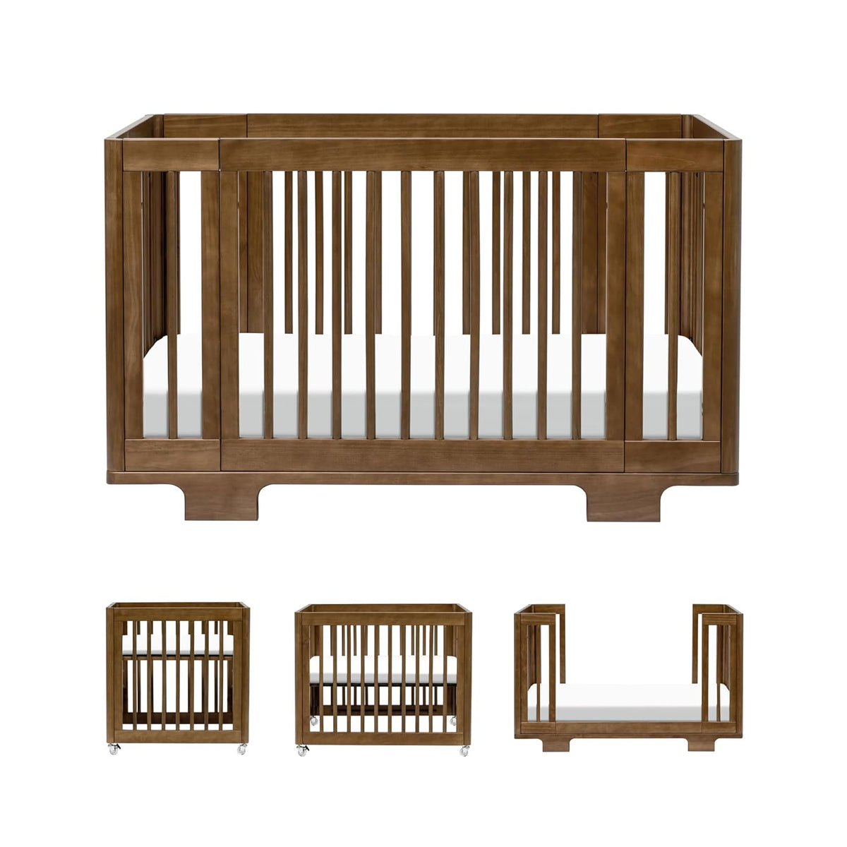 babyletto Yuzu All-Stages Convertible Baby Crib, Natural Walnut