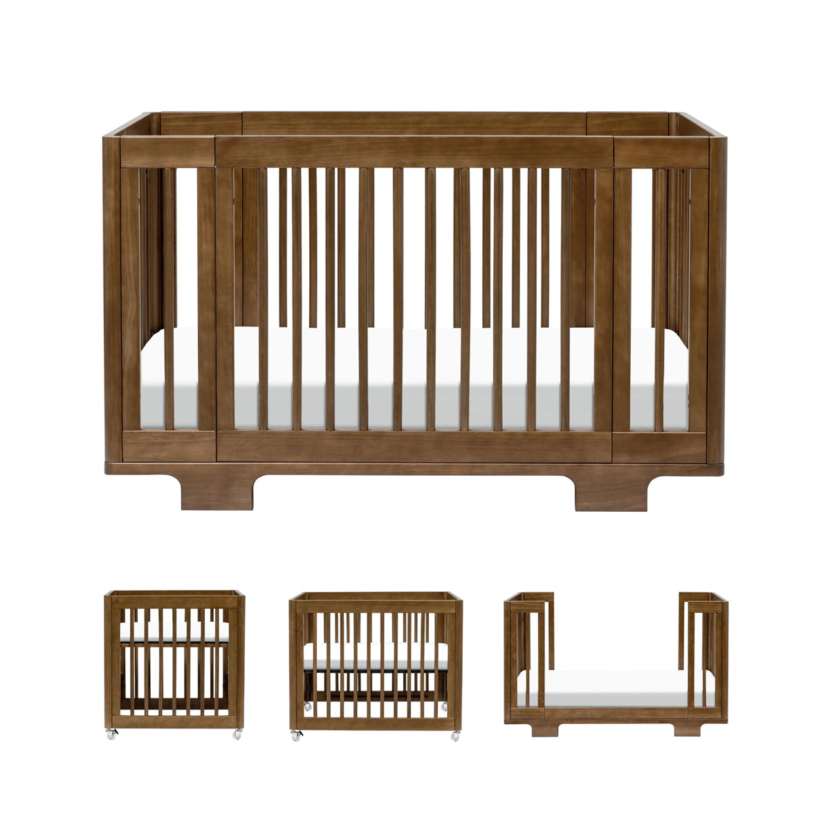 babyletto Yuzu All-Stages Convertible Baby Crib, Natural Walnut