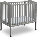 Delta Children Folding Portable Mini Baby Crib with 1.5-inch Mattress - Greenguard Gold Certified, White