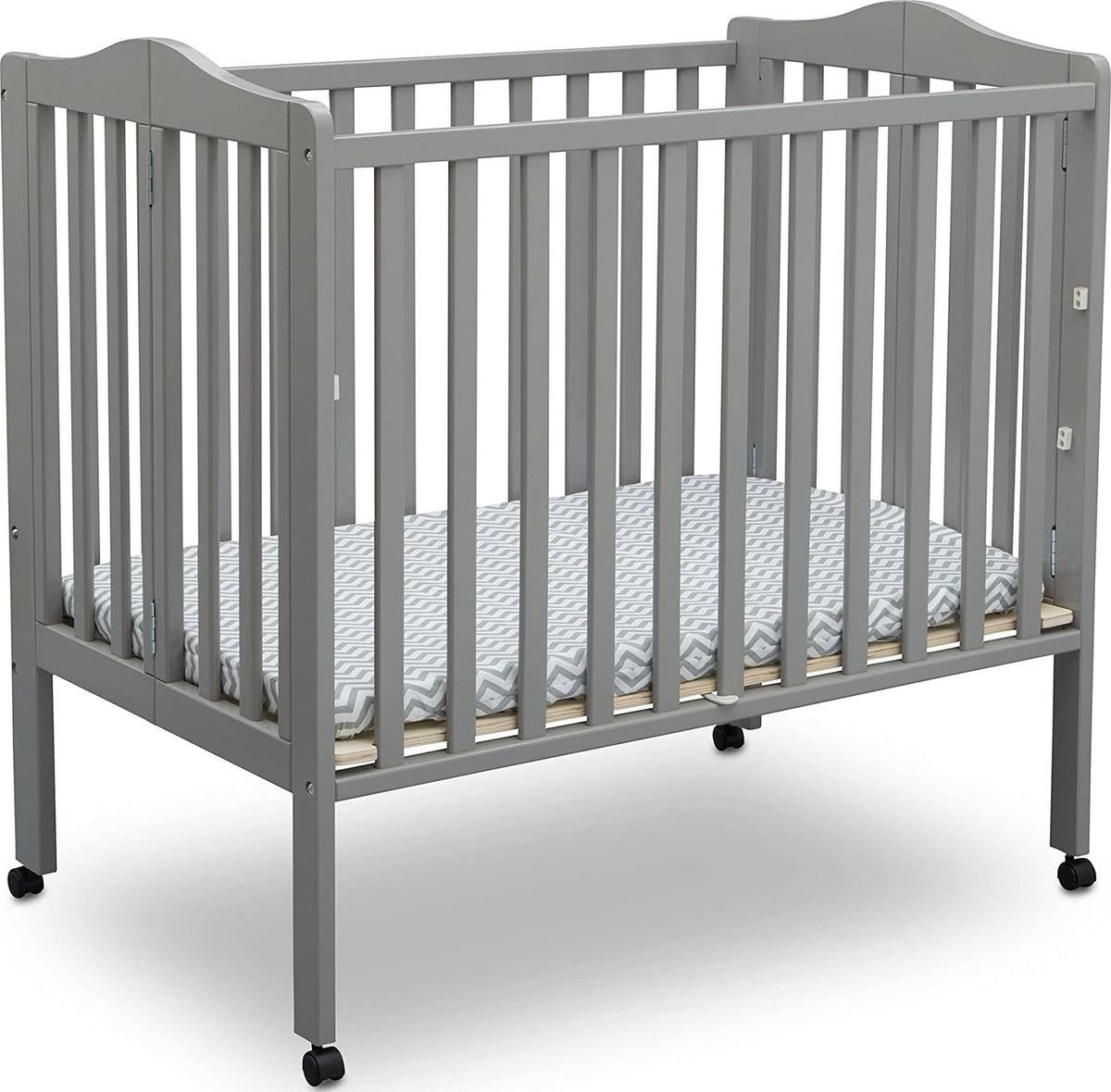 Delta Children Folding Portable Mini Baby Crib with 1.5-inch Mattress - Greenguard Gold Certified, White