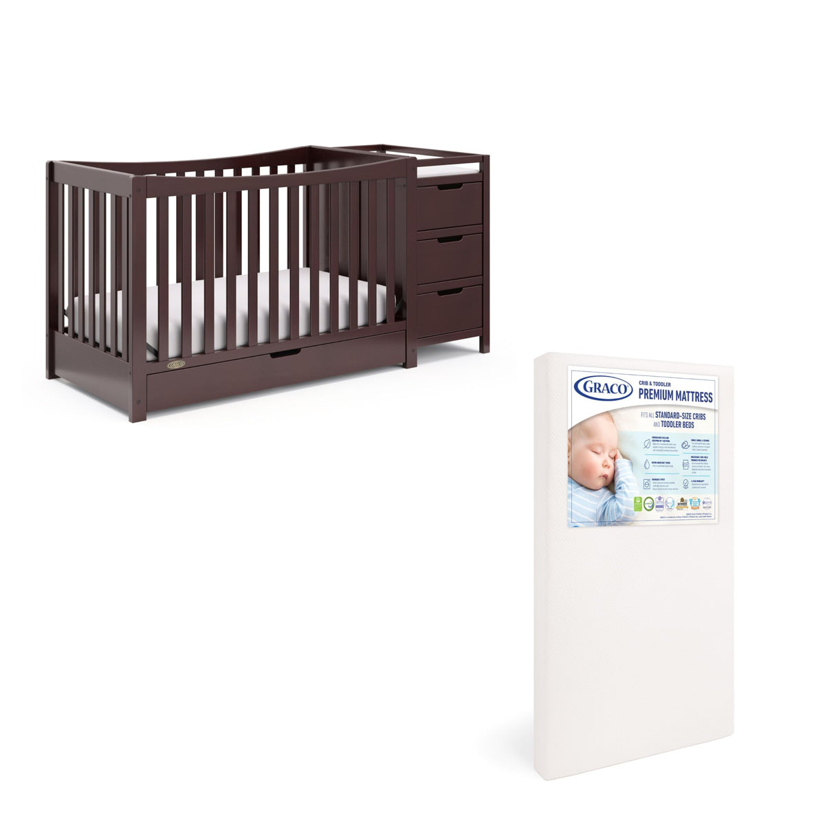 Graco Remi 4-in-1 Convertible Crib & Changer, White
