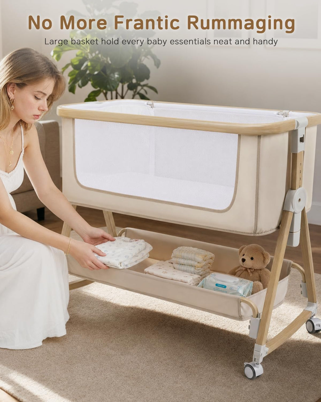 Baby Bassinet, Adjustable Height Bedside Bassinet for Baby