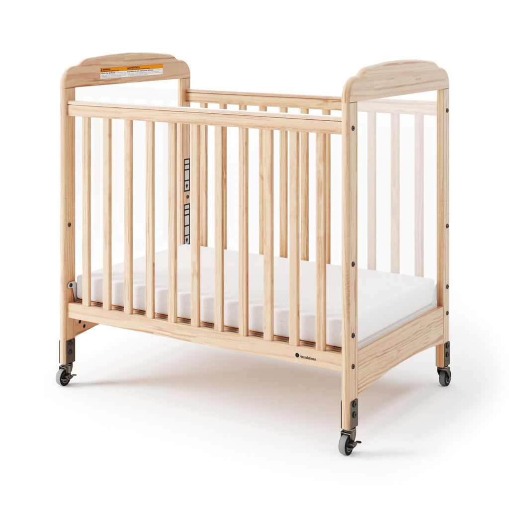 Foundations Serenity Compact Clearview Fixed Side Daycare Crib, White