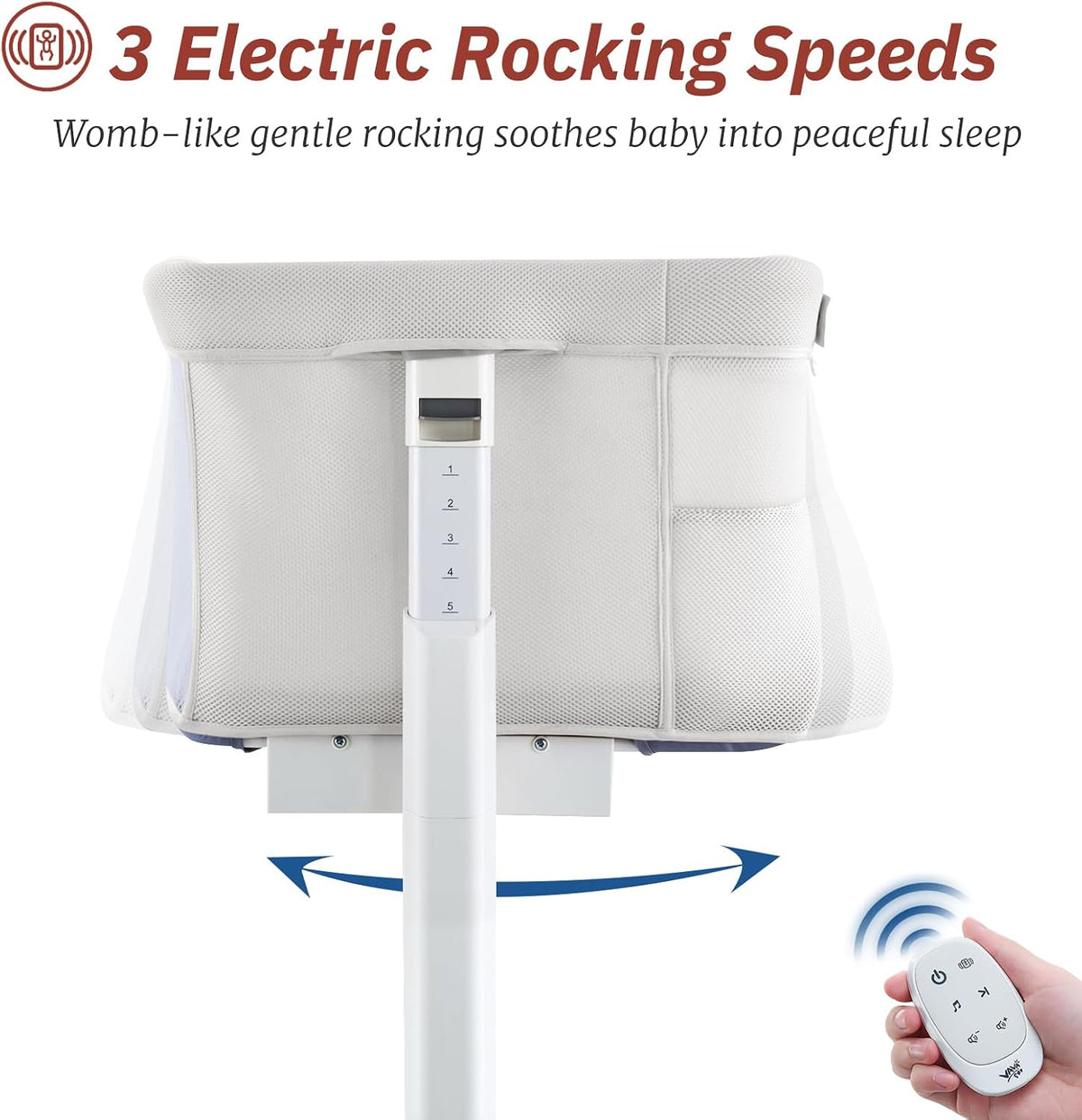 VaVaSoo Self Rocking Bassinet, Electric Rocking Bassinet for Baby, White