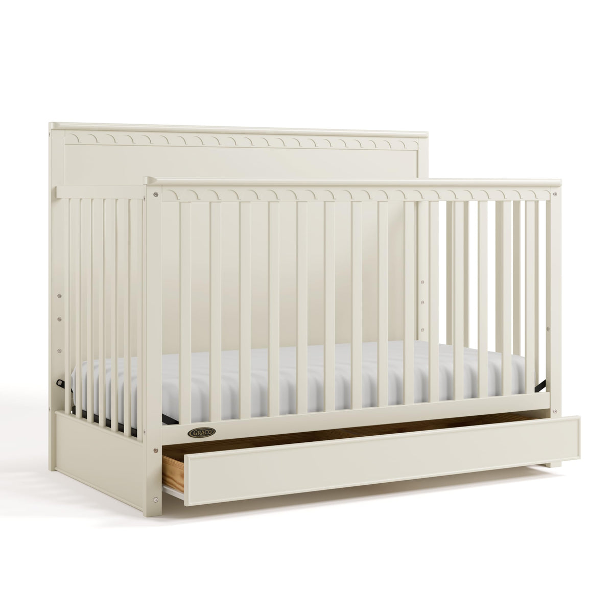 Graco Sasha 5-in-1 Convertible Crib with Drawer (Hazelnut) – GREENGUARD Gold Certified Wood Crib, Converts to Toddler Bed, Daybed, Full-Size Bed, Stylish Classic Design