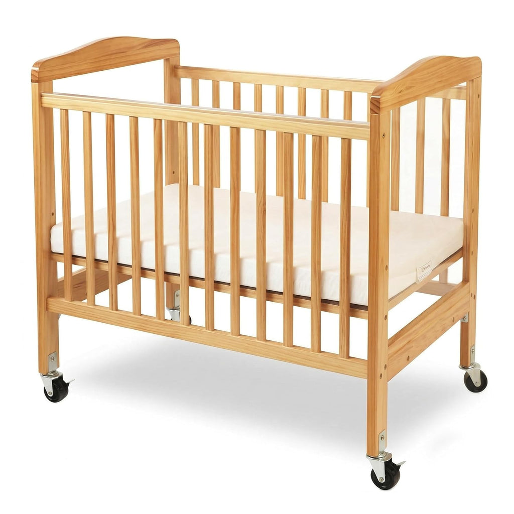 L.A. Baby Wooden Crib, Portable Mini Crib with Mattress Included