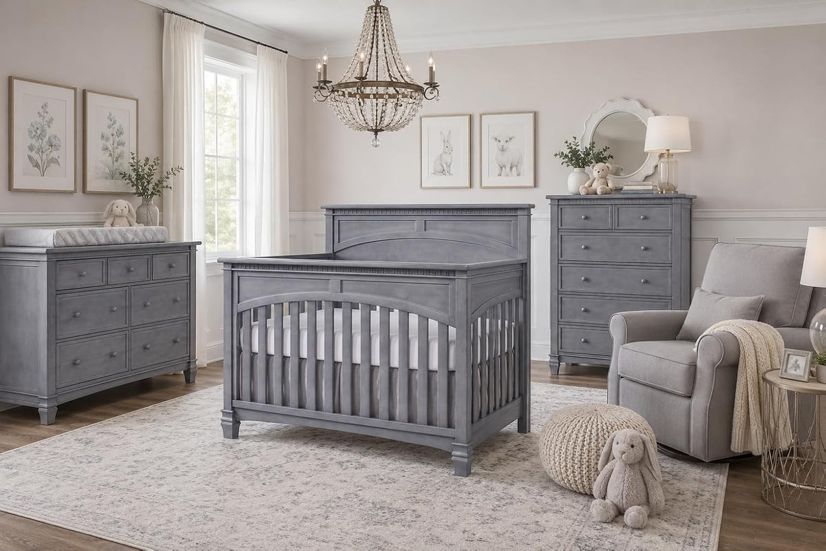 Evolur Santa Fe 5-in-1 Convertible Crib, Storm Grey