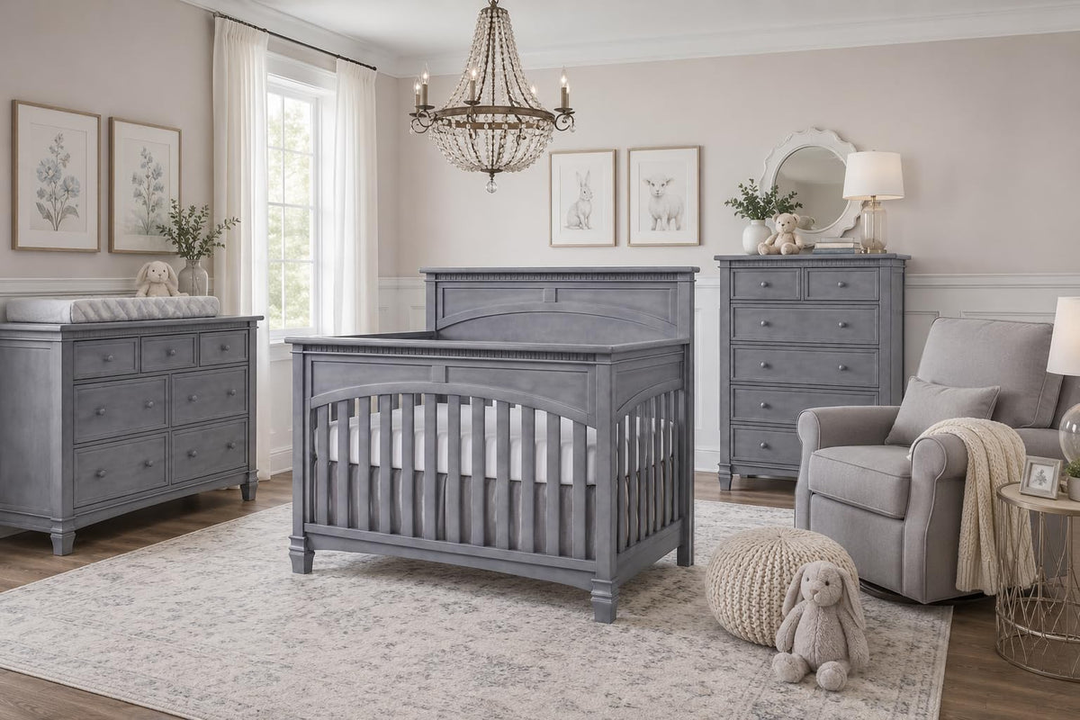 Evolur Santa Fe 5-in-1 Convertible Crib, Storm Grey