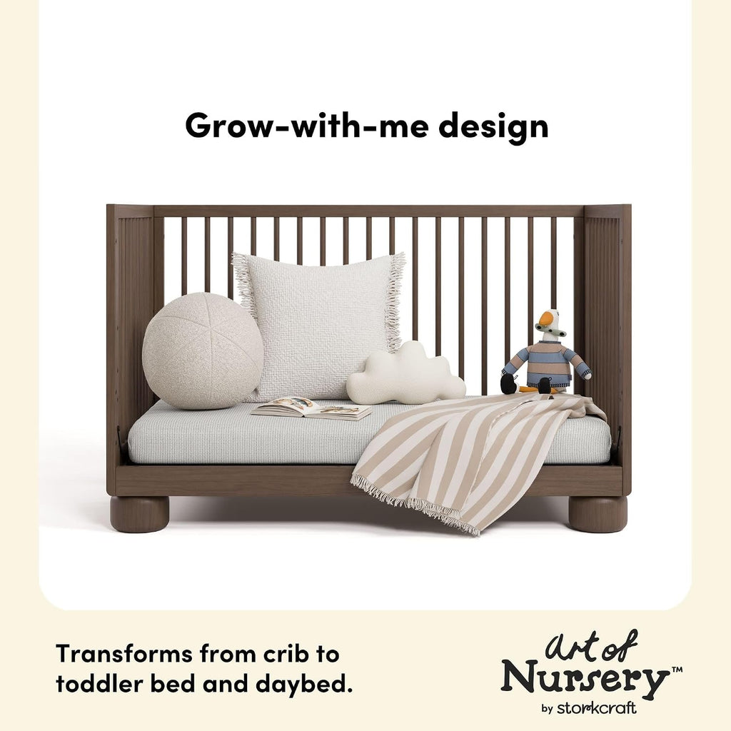 Storkcraft Sorrento 3-in-1 Convertible Crib with Toddler Rail, Hazelnut