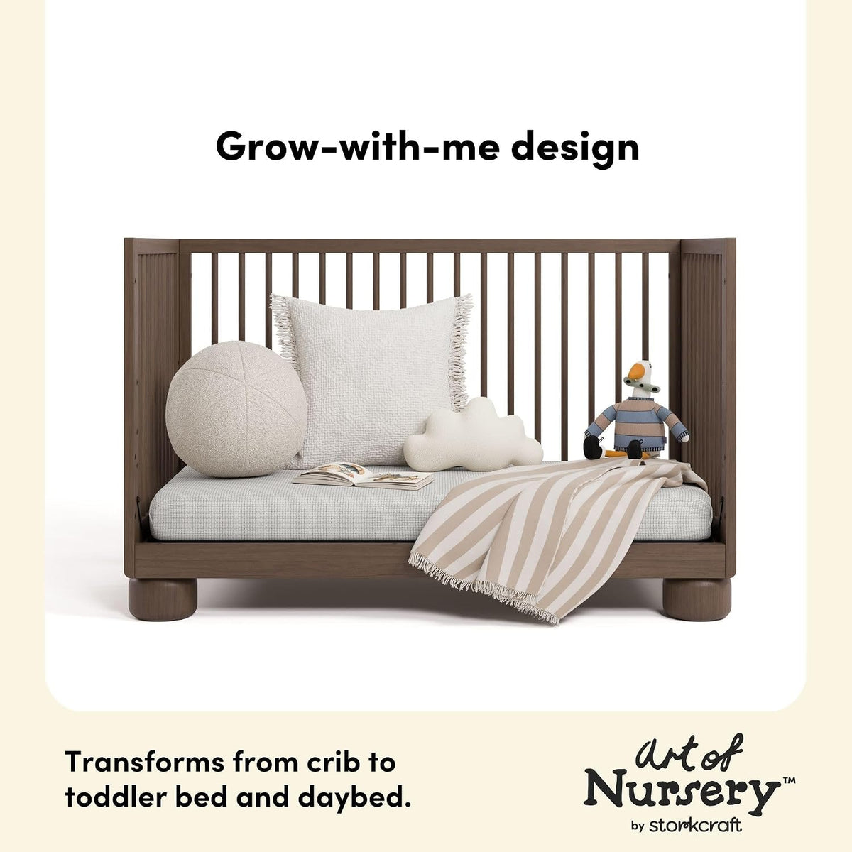 Storkcraft Sorrento 3-in-1 Convertible Crib with Toddler Rail, Hazelnut