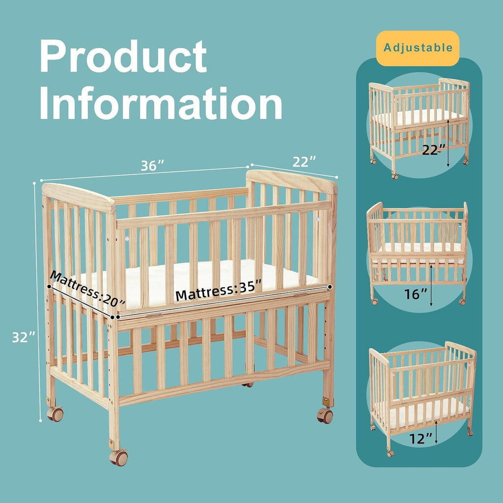 Flwrgirl Bedside Mini Baby Crib,Portable Cunas para Bebes