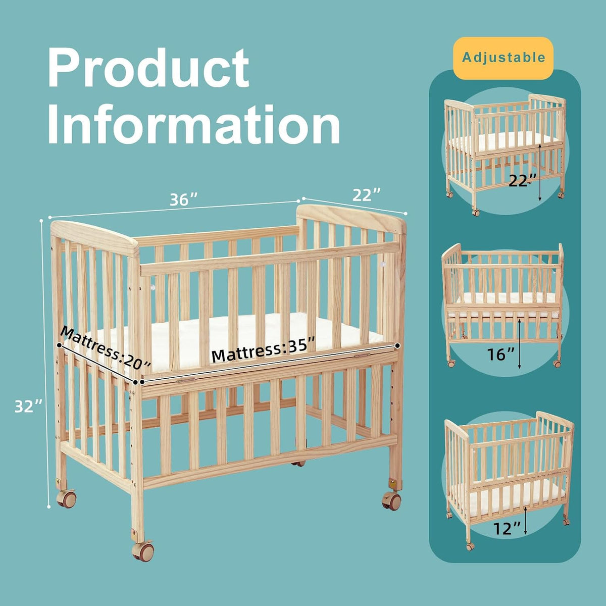 Flwrgirl Bedside Mini Baby Crib,Portable Cunas para Bebes