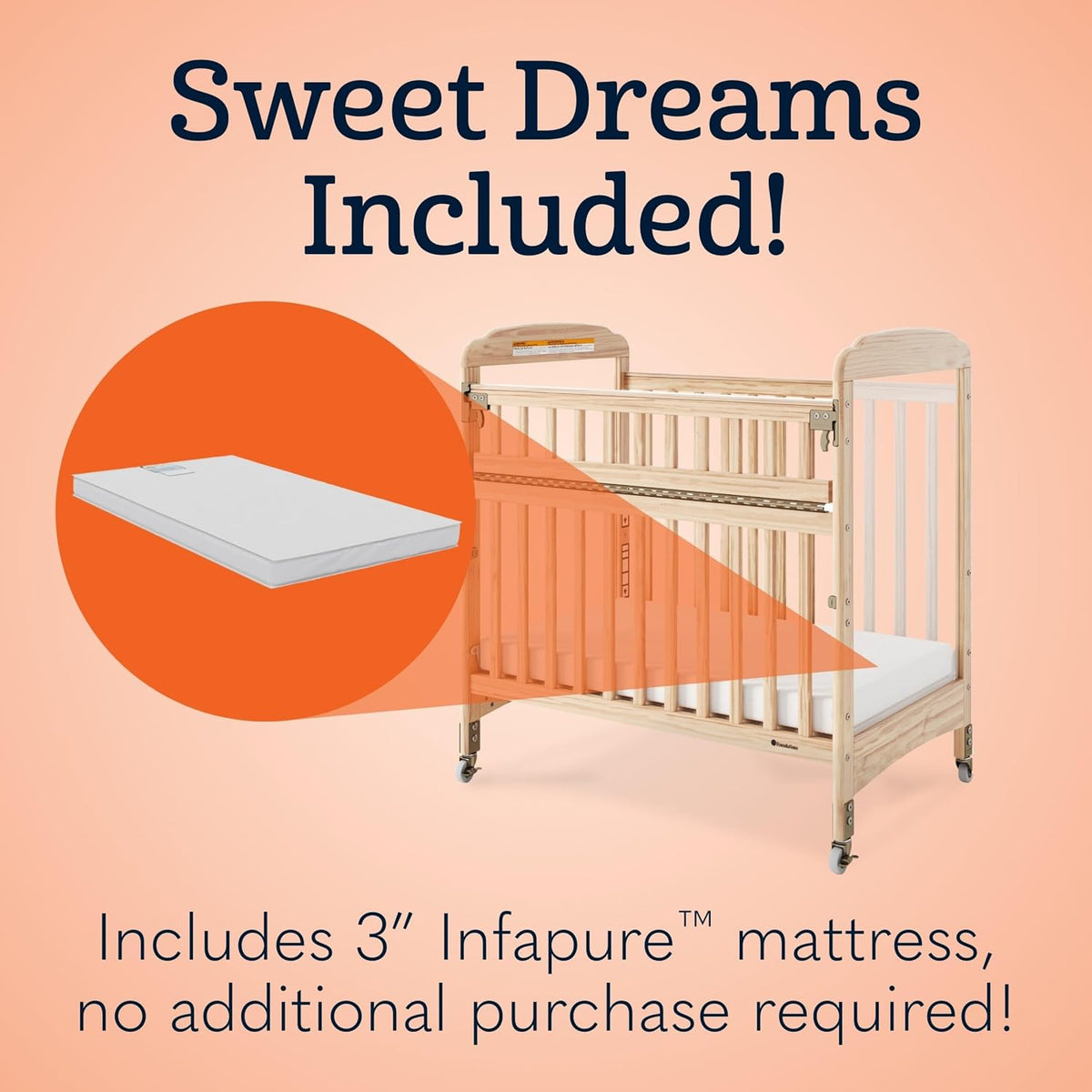 Foundations Serenity SafeReach Mirrorview Crib with Access Gate, Natural
