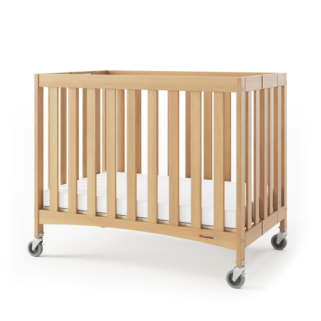 Foundations Travel Sleeper Wood Compact Folding Hotel Crib, Natural