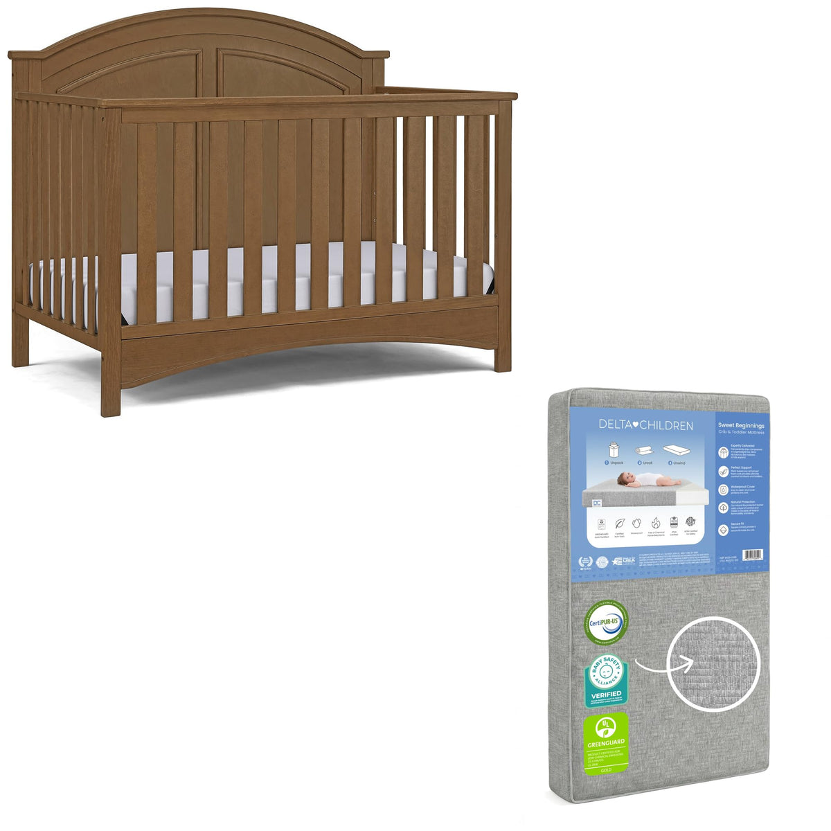 Delta Children Perry 6-in-1 Convertible Crib - Greenguard Gold Certified, Bianca White