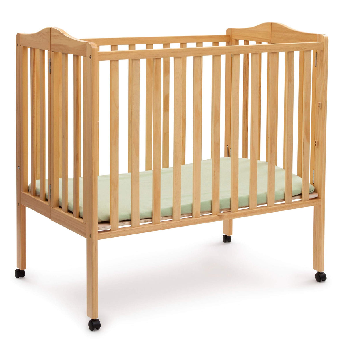 Delta Children Folding Portable Mini Baby Crib with 1.5-inch Mattress - Greenguard Gold Certified, White