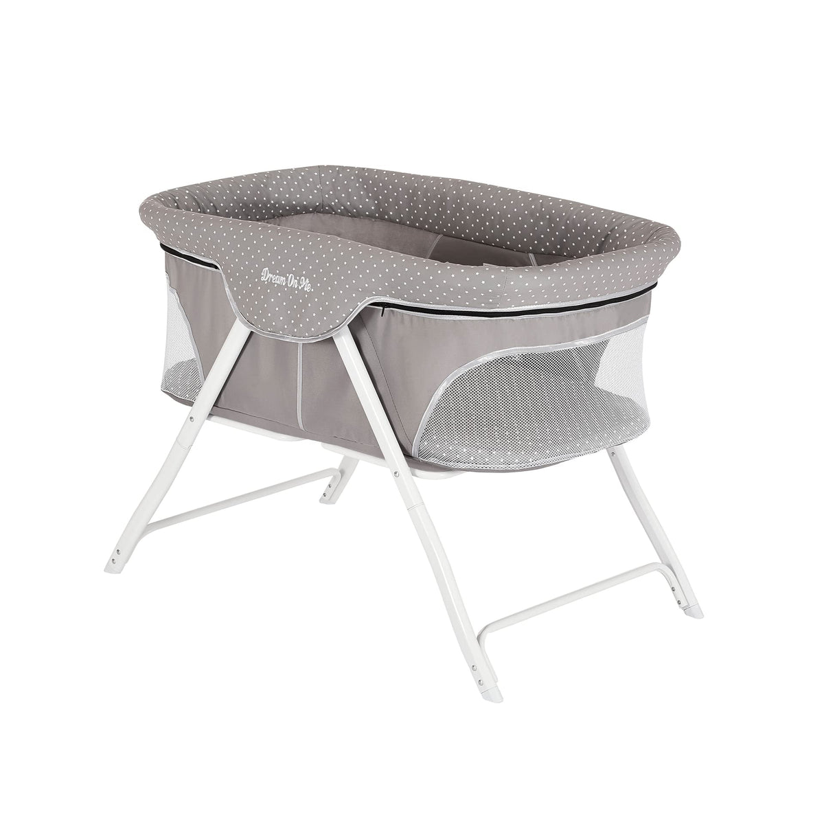 Dream On Me Calypso Bedside Bassinet, Foldable Portable Crib - Gray
