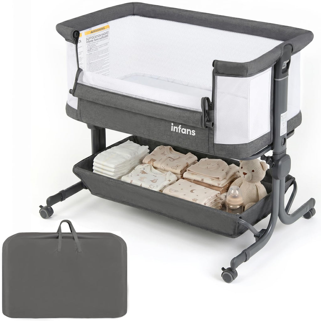 INFANS 3 in 1 Baby Bassinet Bedside Sleeper, Breathable & Easy Assemble