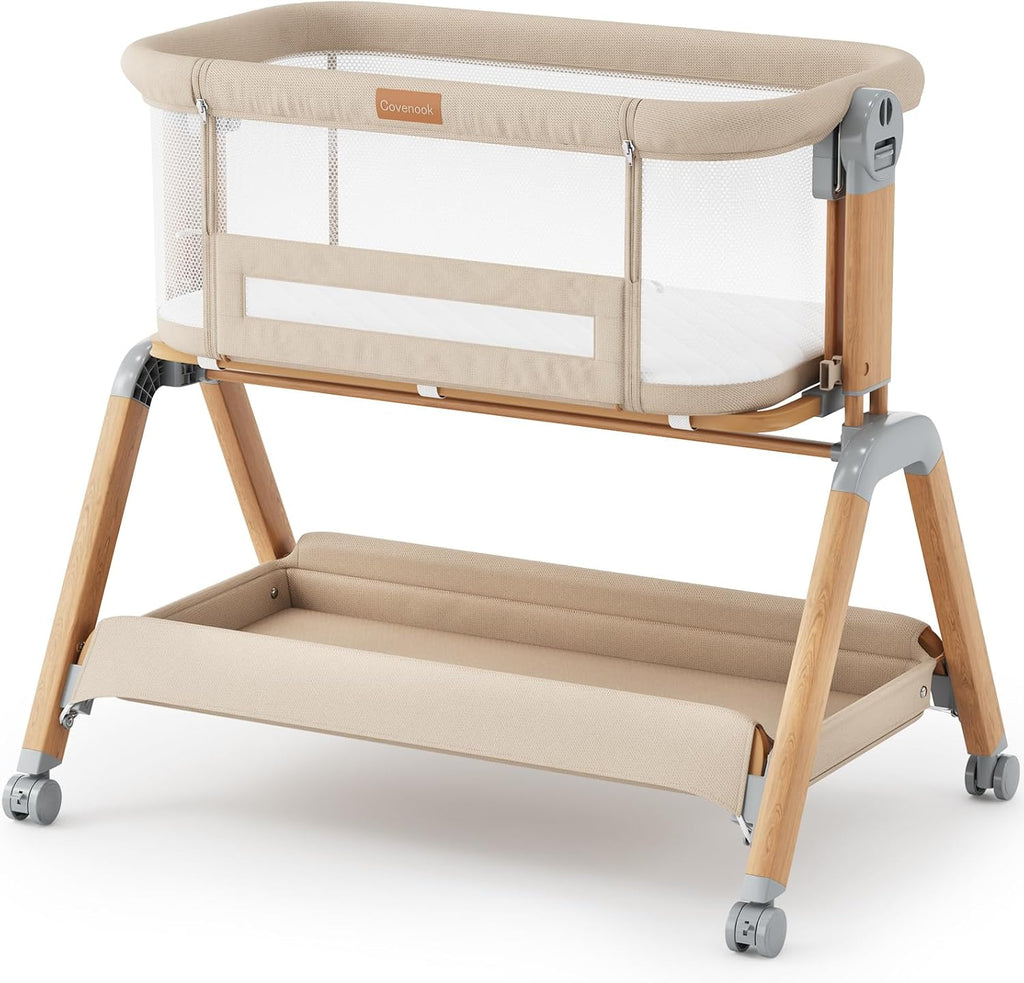 3-in-1 Baby Bassinet, Bedside Bassinet with Rocking Mode for Newborns