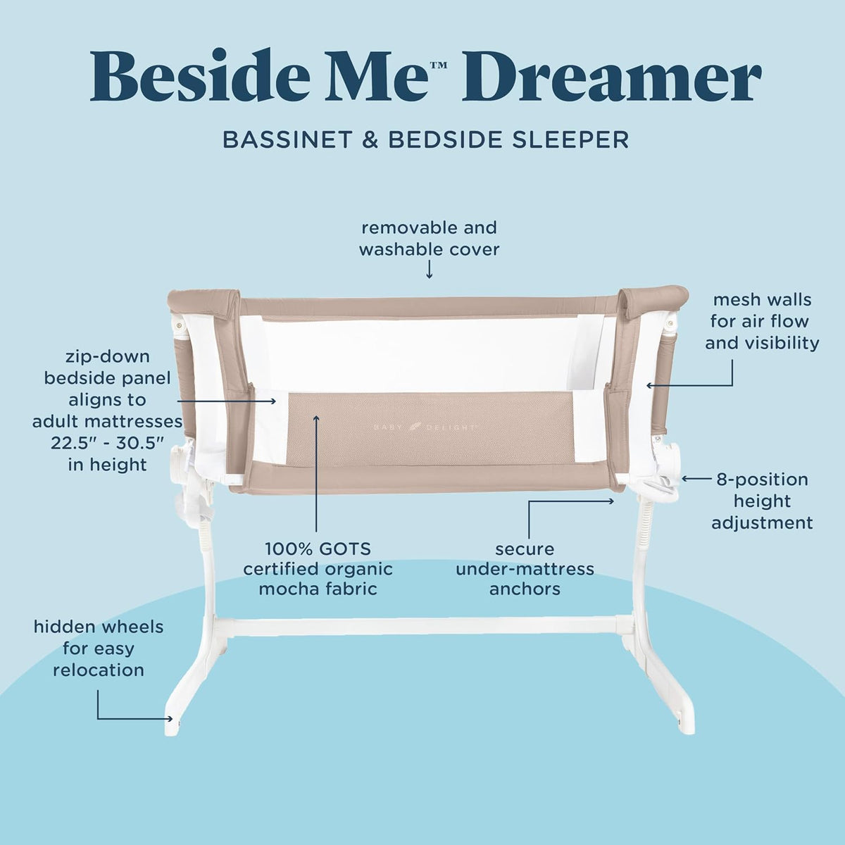 Baby Delight Beside Me™ Dreamer Bassinet, Organic Mocha