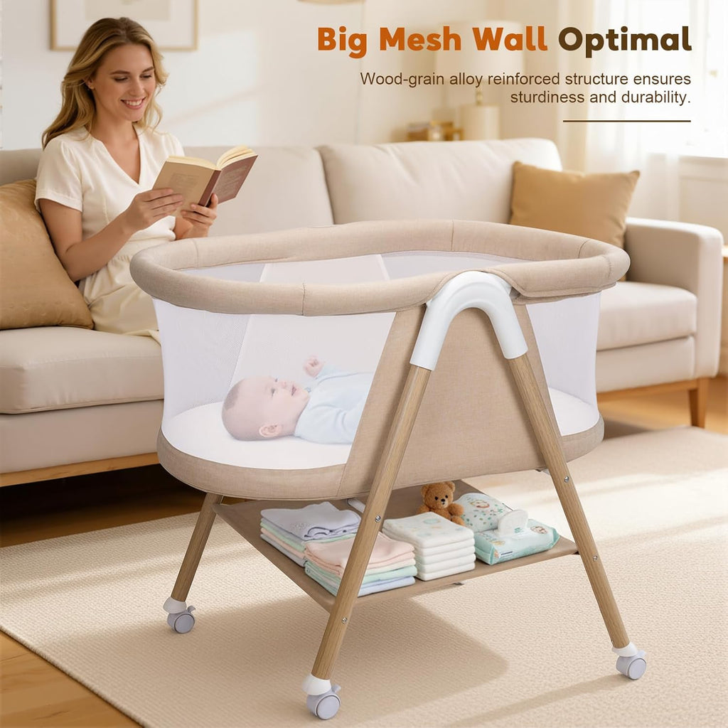 Uuoeebb Baby Bassinet, Upgrade Breathable Mesh Bedside Bassinet for Baby