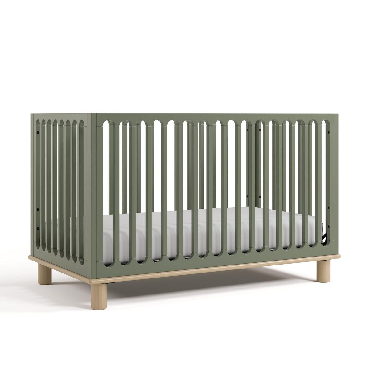 Storkcraft Sicily 3-in-1 Convertible Crib with Guardrail, Frosted Oat