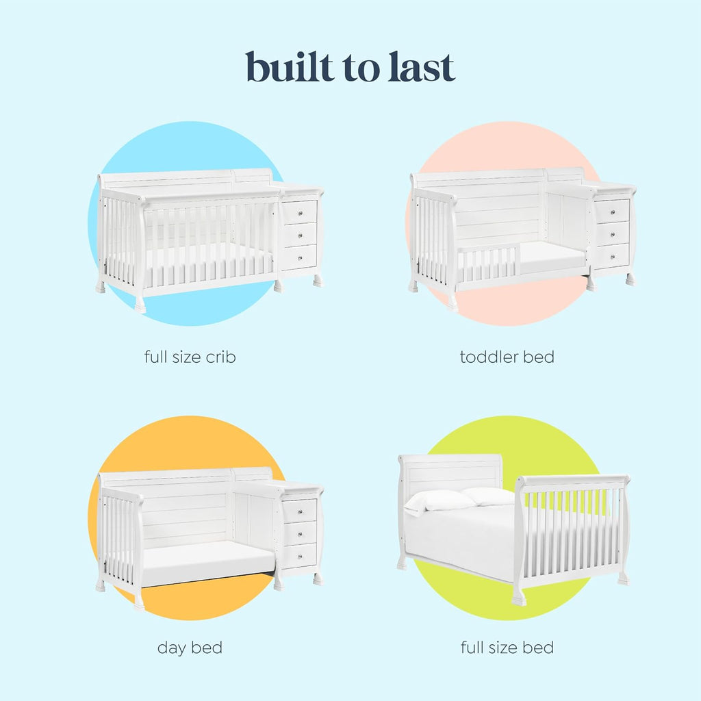 DaVinci Kalani 4-in-1 Convertible Crib and Changer Combo in White