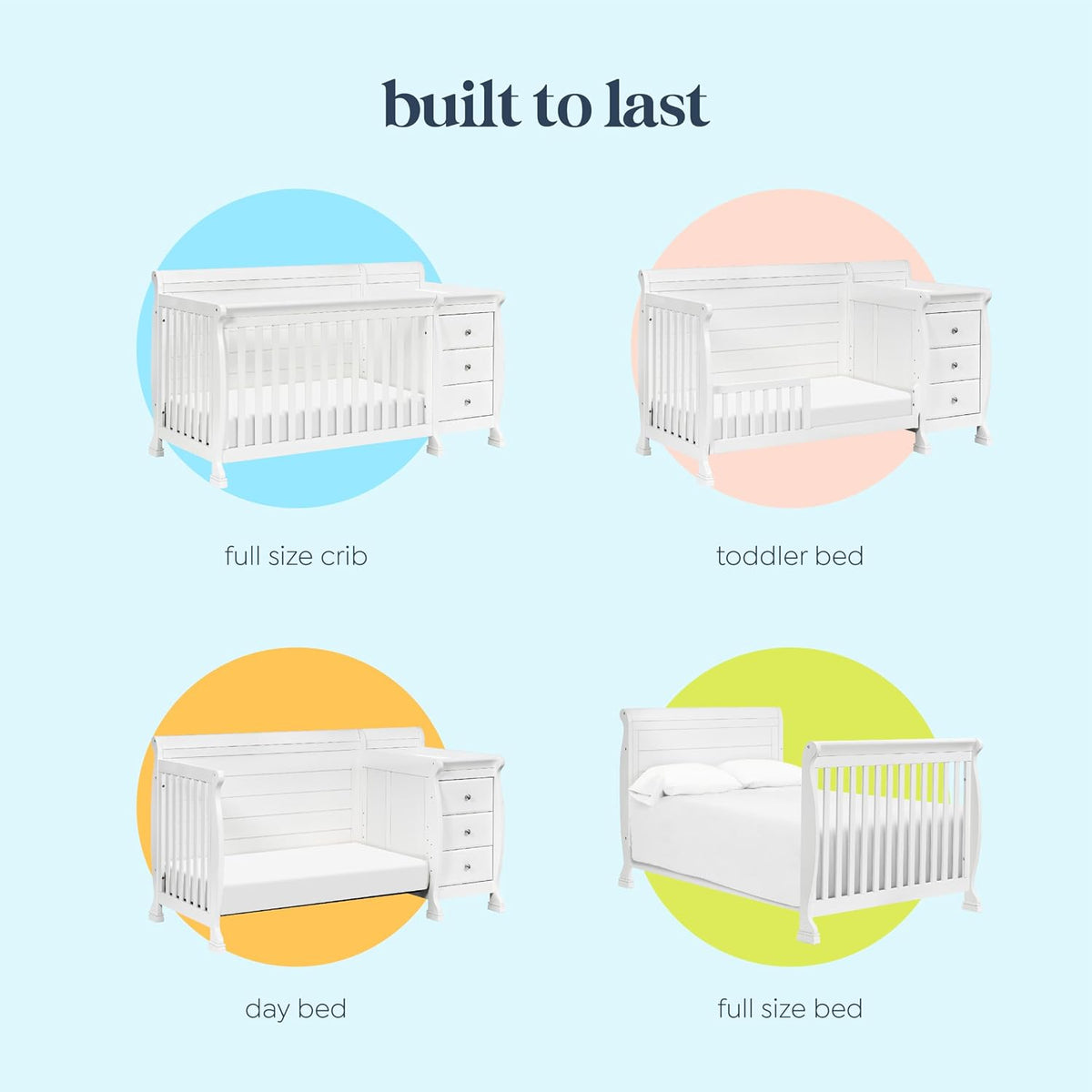 DaVinci Kalani 4-in-1 Convertible Crib and Changer Combo in White