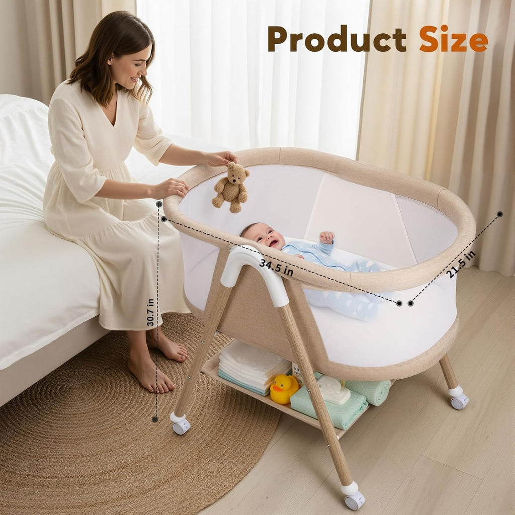Uuoeebb Baby Bassinet, Upgrade Breathable Mesh Bedside Bassinet for Baby