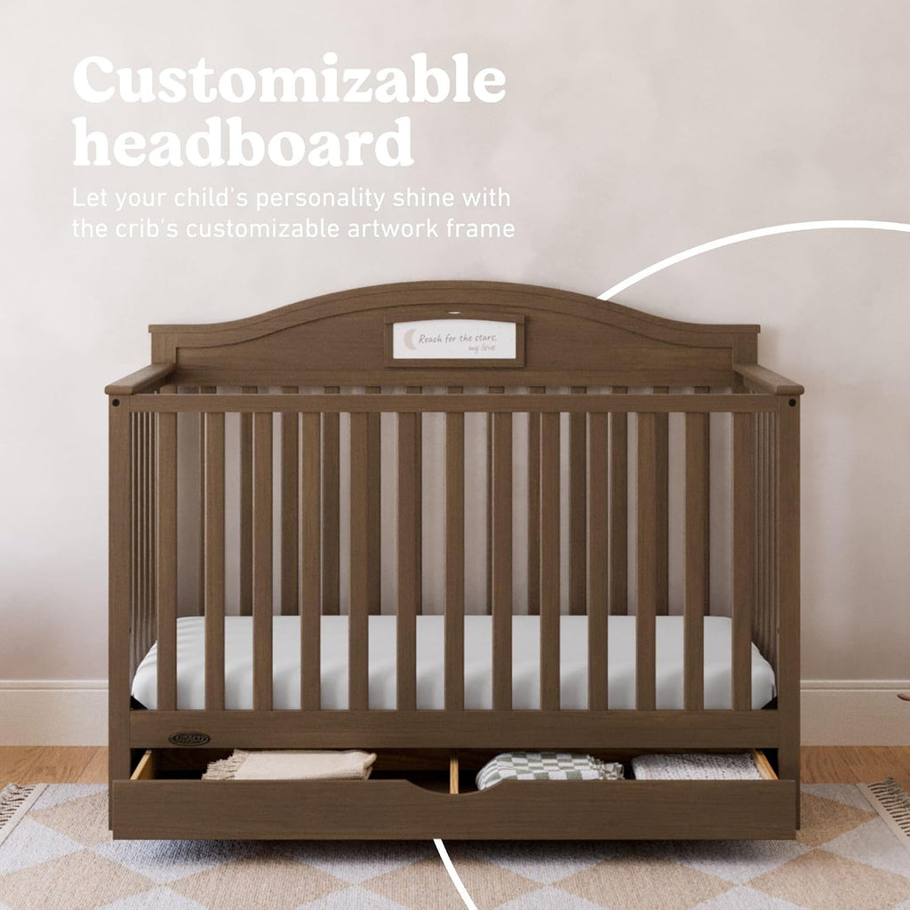 Graco Story 5-in-1 Convertible Crib with Drawer, Hazelnut