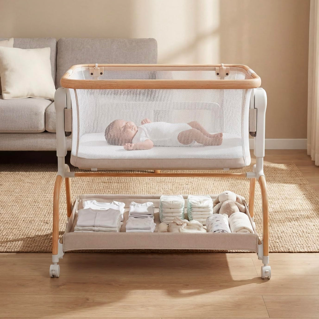 3 in 1 Rocking Bassinet,Full Mesh Baby Bassinet Bedside Sleeper