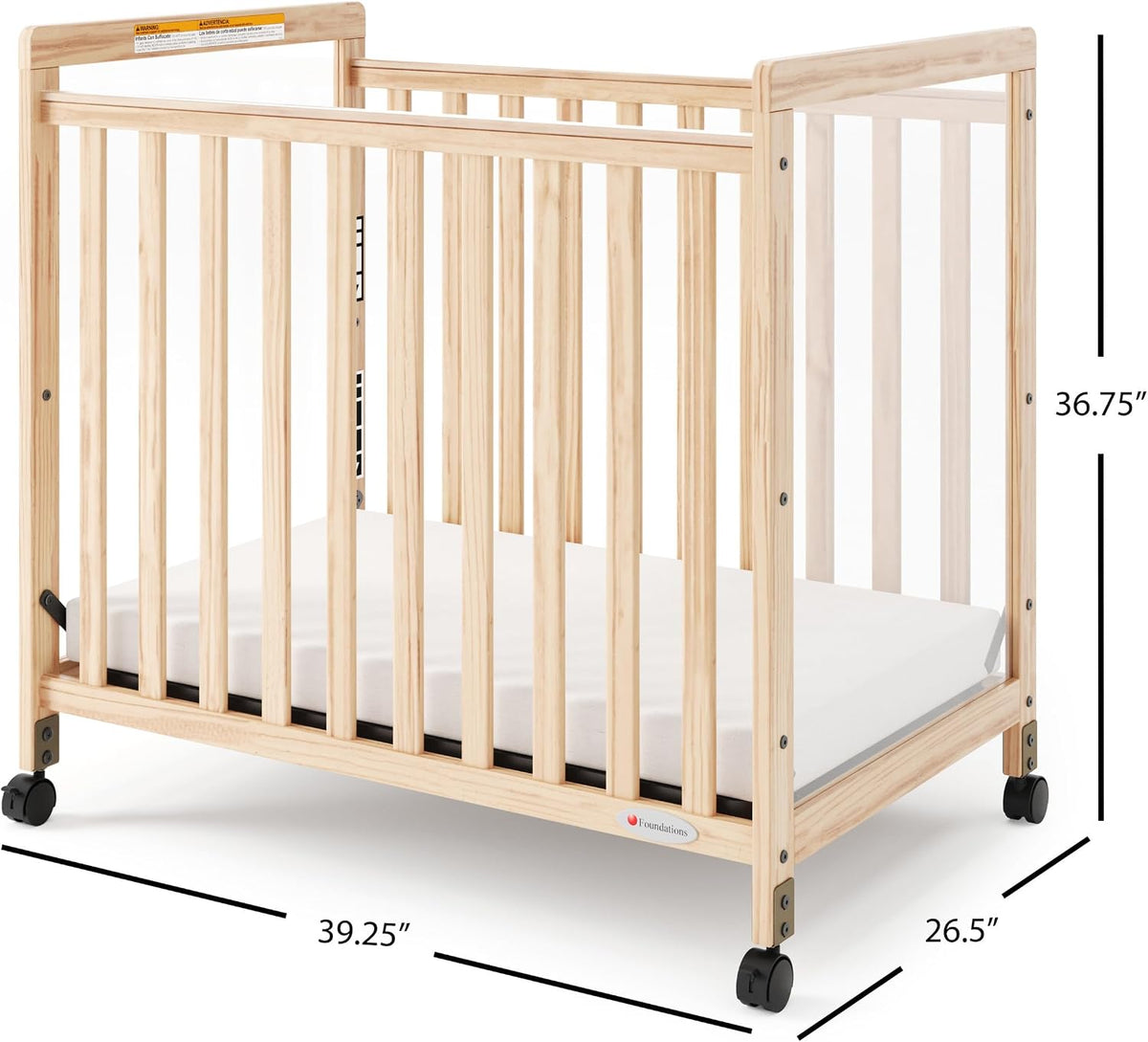 Foundations SafetyCraft Clearview Compact Daycare Crib, 5 Pack, Natural