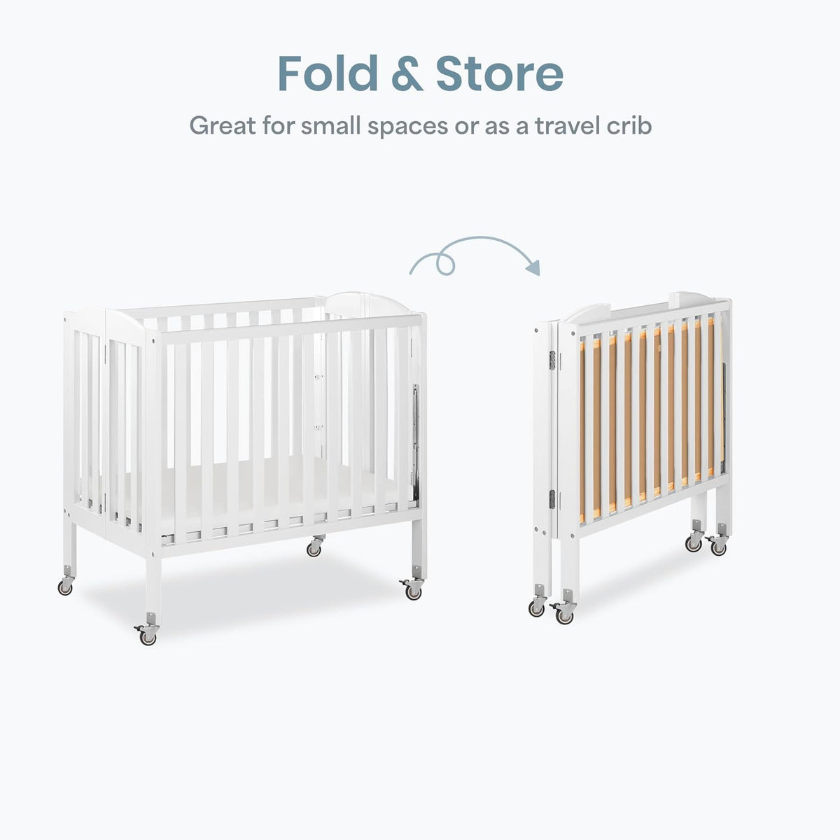 Dream On Me Mini Folding 3-in-1 Portable Baby Crib, Sturdy Locking Wheels