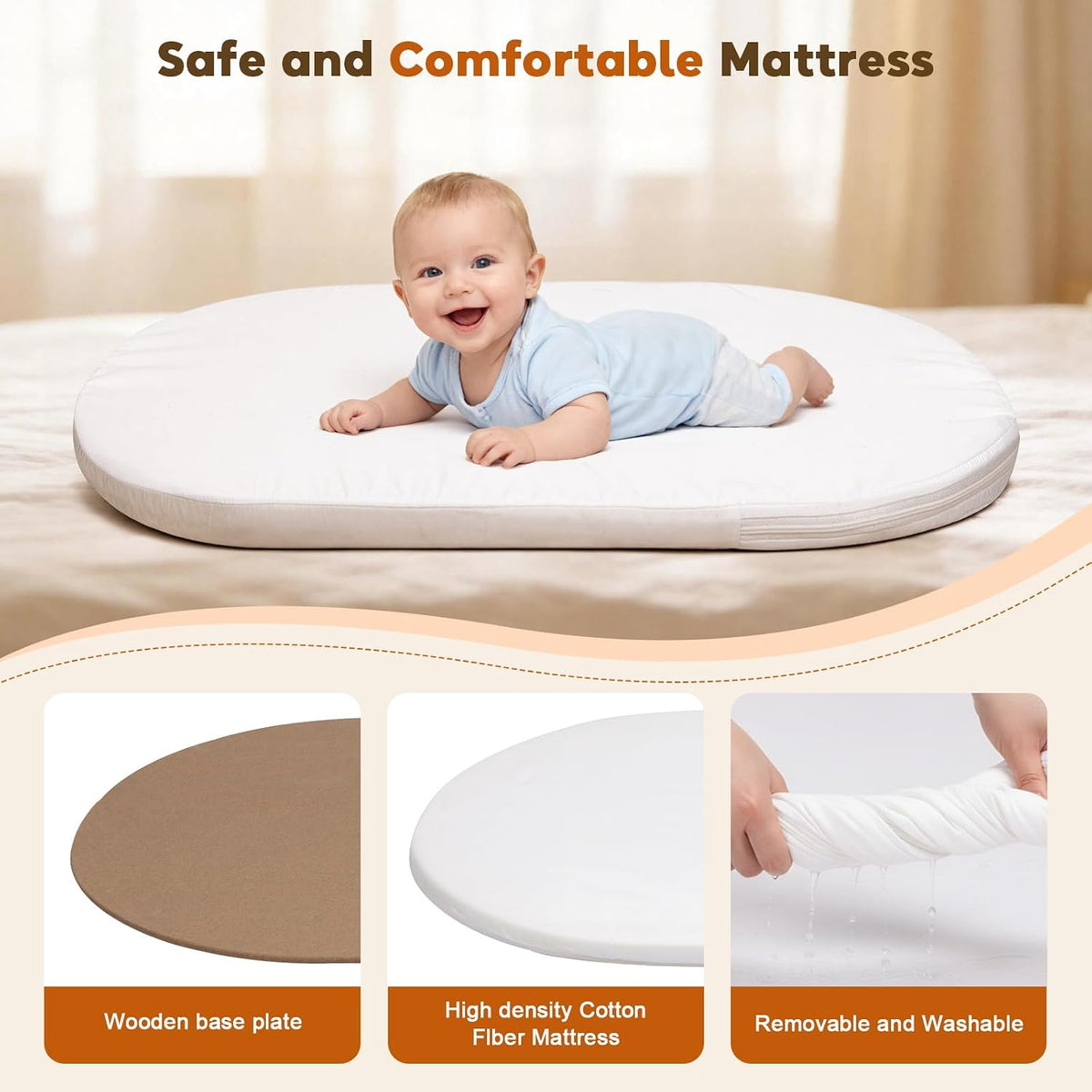 Uuoeebb Baby Bassinet, Upgrade Breathable Mesh Bedside Bassinet for Baby