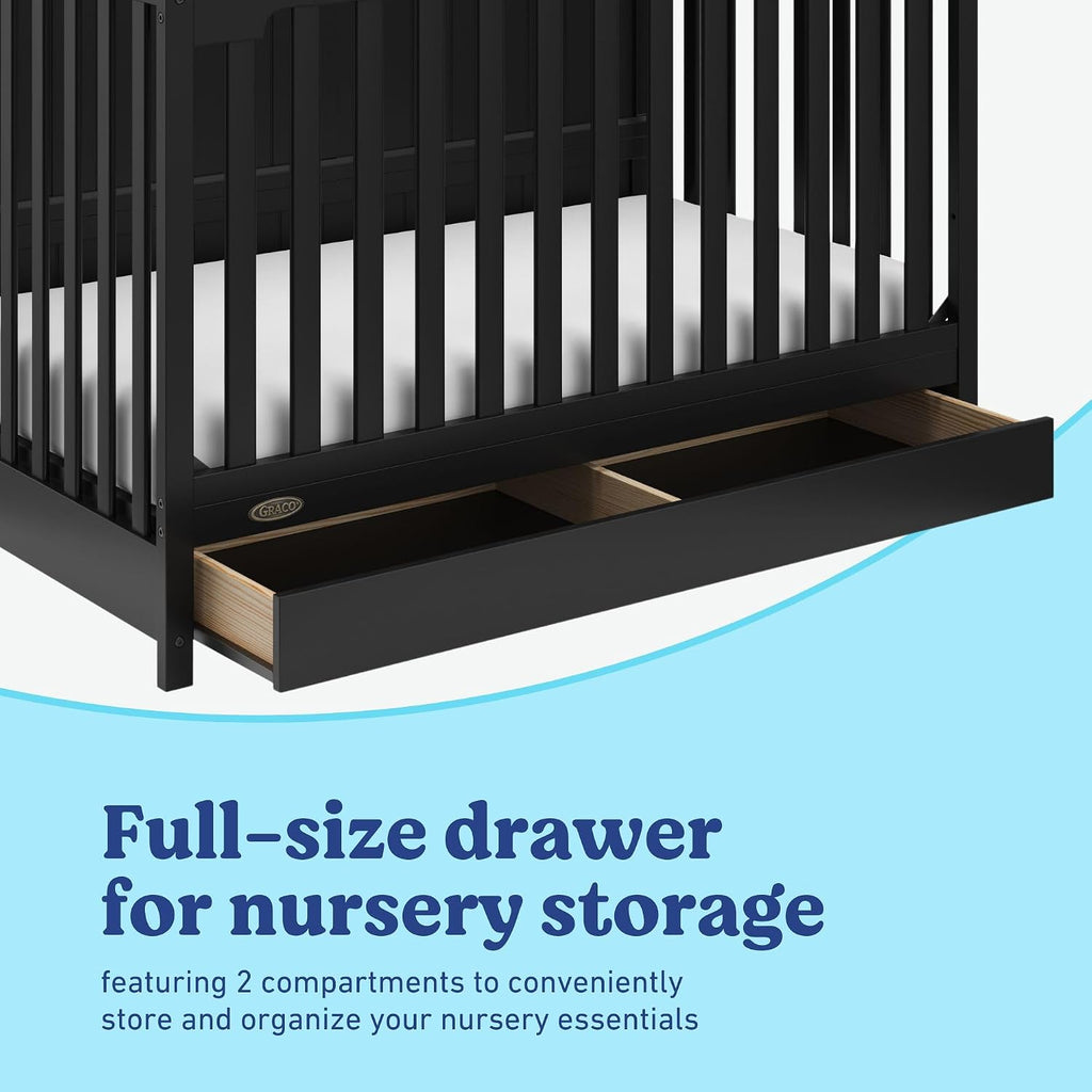 Graco Hadley 5-in-1 Convertible Crib with Drawer, Black