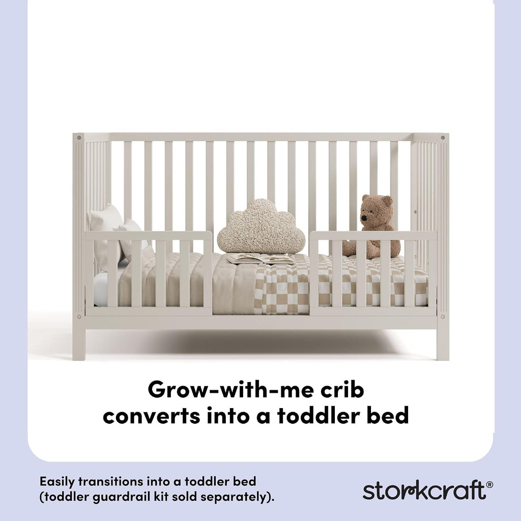 Storkcraft Morningside 5-in-1 Convertible Crib, Frosted Oat