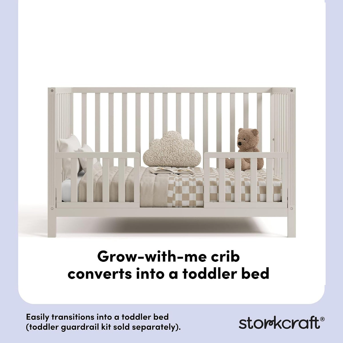 Storkcraft Morningside 5-in-1 Convertible Crib, Frosted Oat