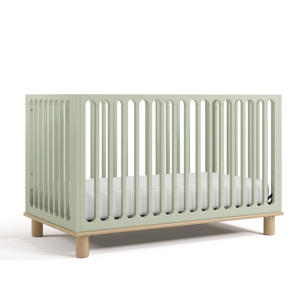 Storkcraft Sicily 3-in-1 Convertible Crib with Guardrail, Frosted Oat