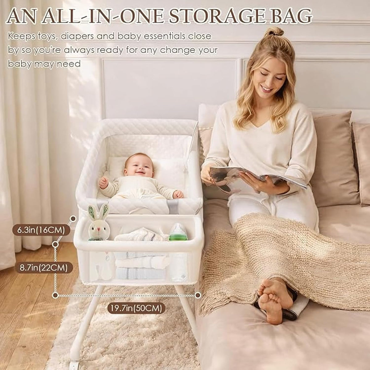 Baby Bassinet Bedside Crib for Newborn 4-in-1 Baby Bassinet Bedside Sleeper