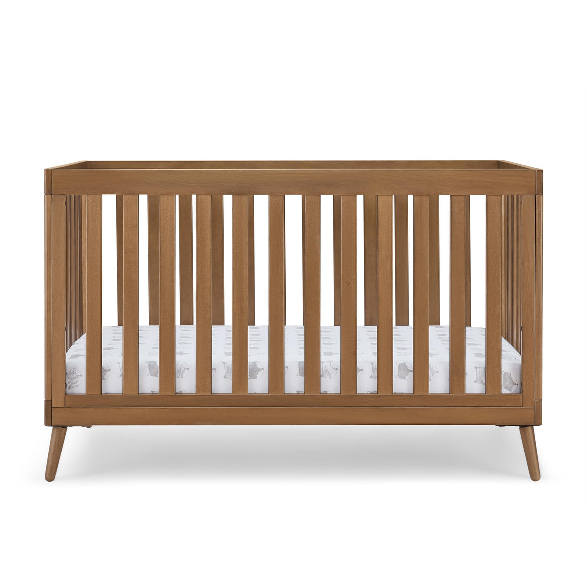Delta Children Essex 4-in-1 Convertible Baby Crib, Bianca White with Natural Legs