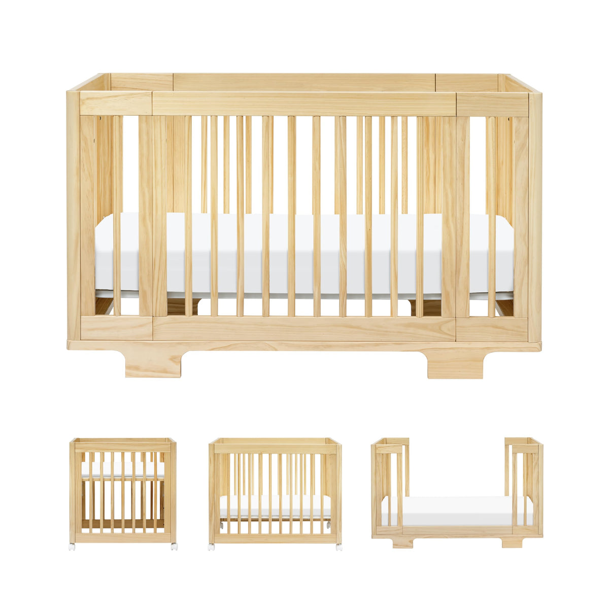 babyletto Yuzu All-Stages Convertible Baby Crib, Natural Walnut