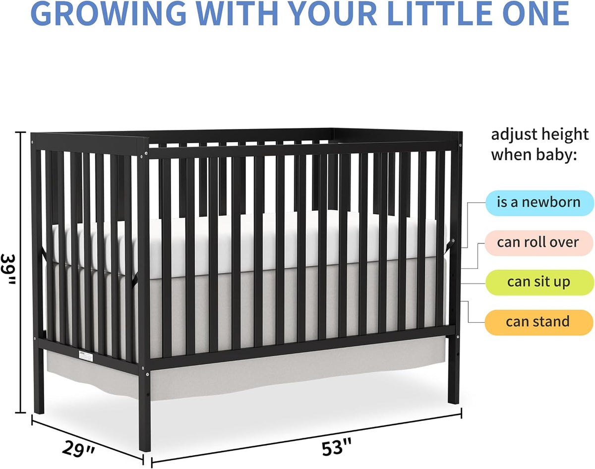 5-in-1 Convertible Baby Crib, Toddler, Daybed & Full-Size Bed