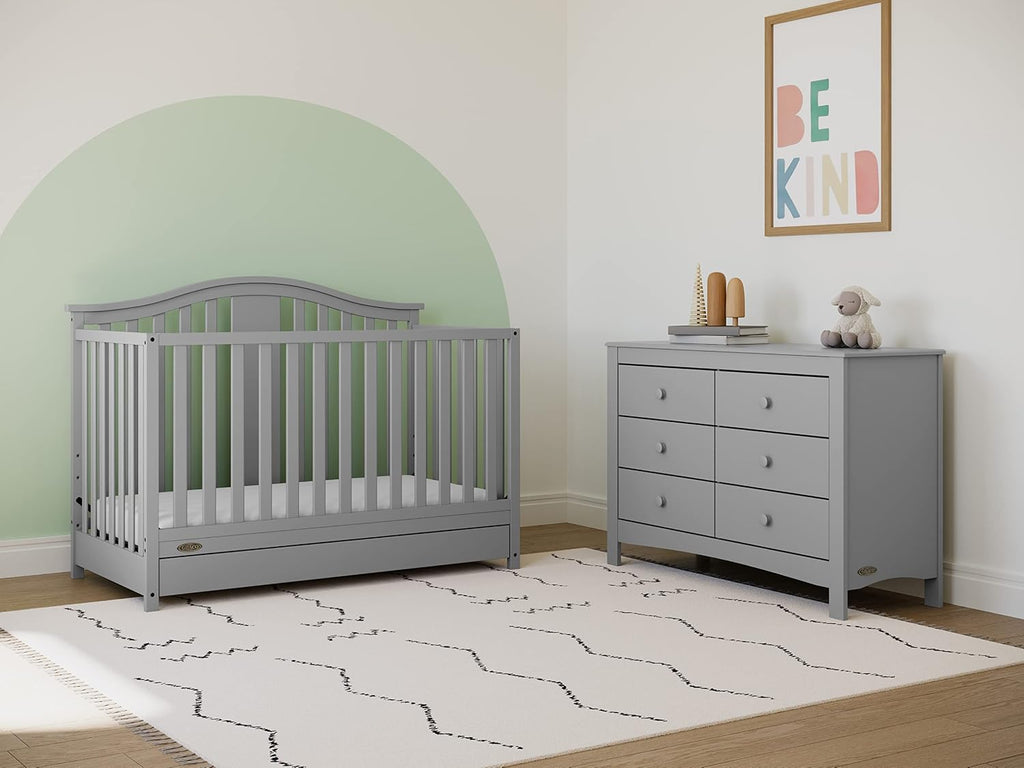 Graco Solano 4-in-1 Convertible Crib with Drawer, Pebble Gray