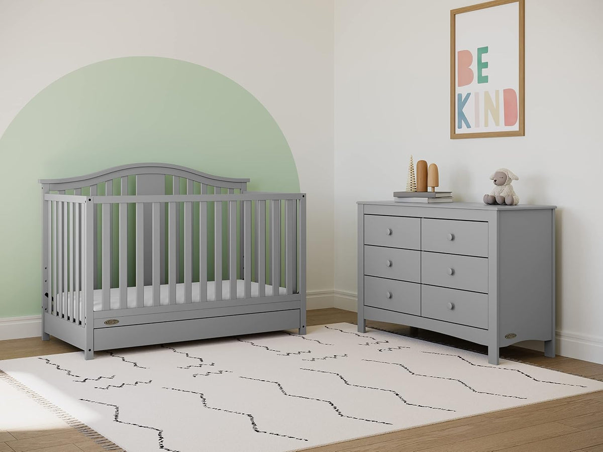 Graco Solano 4-in-1 Convertible Crib with Drawer, Pebble Gray