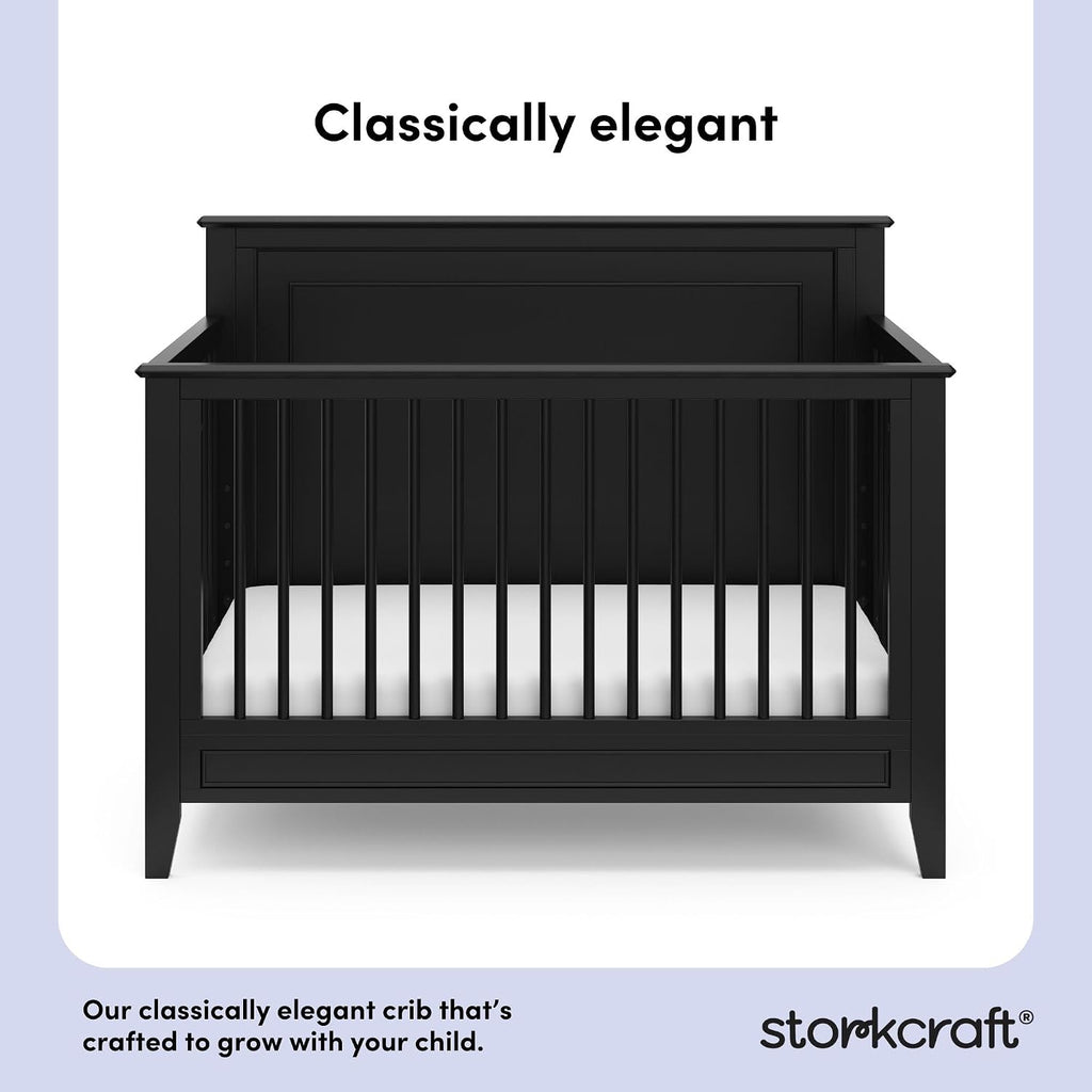 Storkcraft Solstice 5-in-1 Convertible Crib, Black