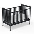Baby Crib, 3-in-1 Convertible Crib Wood Full Size Toddler Bed with Locking Wheels for Nursery Furniture, Non-Toxic Finish (Black)