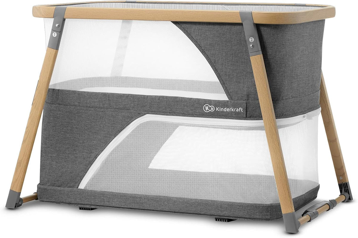 Kinderkraft SOFI Portable Travel Crib for Baby, Gray