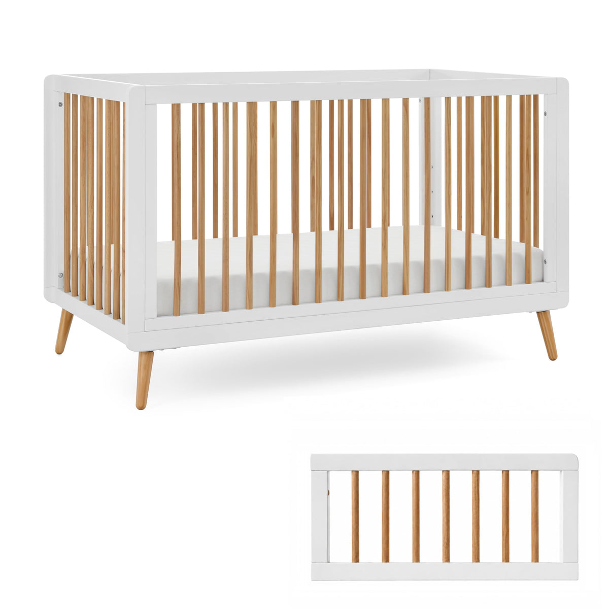 Tatum 3-in-1 Convertible Wooden Baby Crib - White and Natural