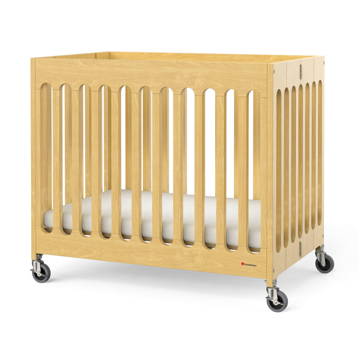 Foundations Boutique Folding Mini Wooden Baby Hotel Crib, Natural