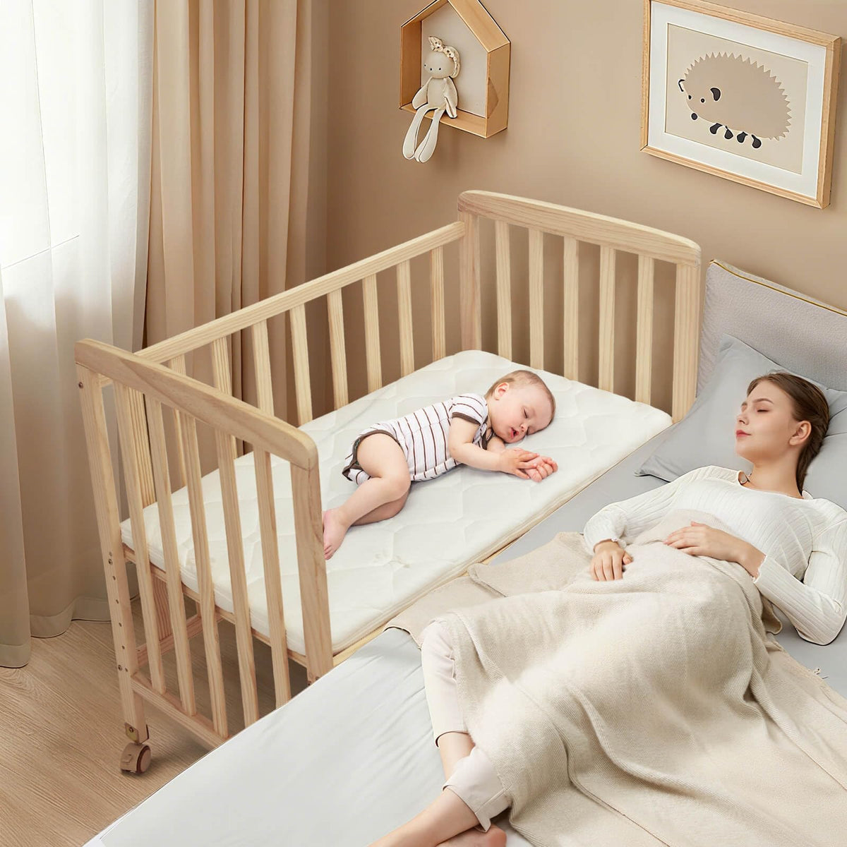 Flwrgirl Baby Bassinet Bedside Sleeper,Portable Mini Baby Crib